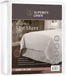 Superity Linen Superity 100% Cotton Flat Sheet White Oversized King - White