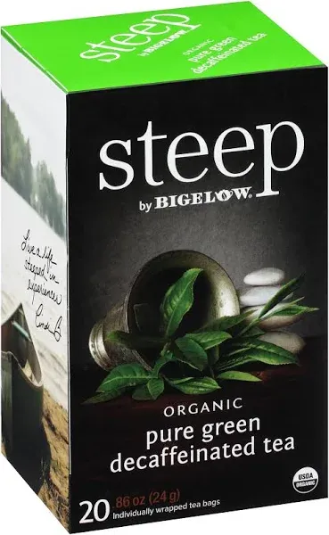 steep Organic Pure Green Tea, Caffeinated, 20 Count (Pack of 6), 120 Tea Bags Total