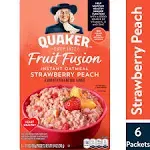 Quaker Fruit Fusion Strawberry Peach Instant Oatmeal 6 Count