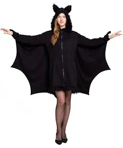 NEW Woman’s Black Bat Zip Hoodie Halloween Costumes for Adults Size XL