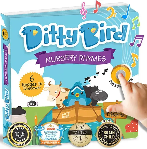 Ditty Bird Safari Book for Toddlers | Realistic Animal Sound Book | Interactive Safari Board Books For Toddlers 1-3 | Sensory, Musical Books for Animal Lovers | Sturdy Nursery Rhyme Toys for Baby