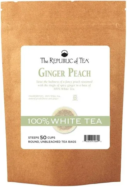 The Republic Of Tea 100% White Tea, Ginger Peach, Bags - 50 bags, 2.8 oz