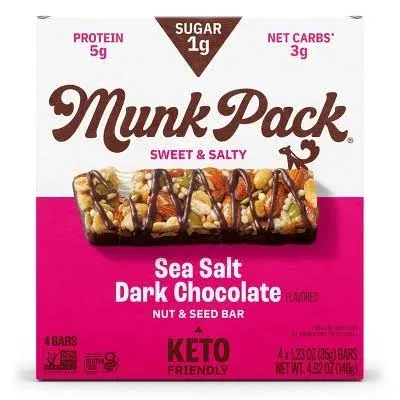 Munk Pack Keto Sea Salt Dark Chocolate Flavored Nut & Seed Bar (14.8 oz)