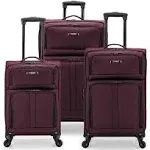 U.S. Traveler Anzio 3 Piece Softside Expandable Spinner Luggage Set Burgundy