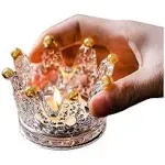 Vixdonos Votive Candle Holders Set of 6 Crown Glass Tealight Candle Holder for Wedding, Party and Home Decor (Gold)