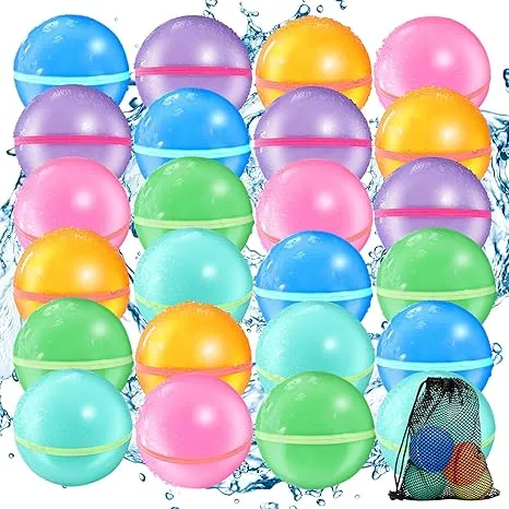 24Pcs Refillable Water Balloons, Magnetic Self Sealing Quick Fill Water Balloons, Summer Water Toys Water Bomb, Outdoor Pool Toys, Used for Water Fight Game, Summer Party.