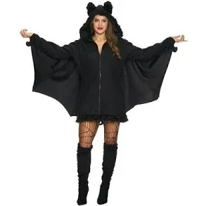 SYNCFUN Adult Halloween Costume Bat Costume with Zip Hoodie