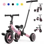 Besrey 7-in-1 Foldable Toddler Tricycle for 1-5 Years Girls, Kids Push Trike for Balance Training, Size: 7 in 1, Pink