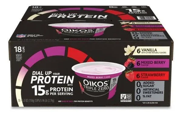 OIKOS Triple Zero Variety Yogurt 5.3 oz. 18/Pack (01955) 902-00027