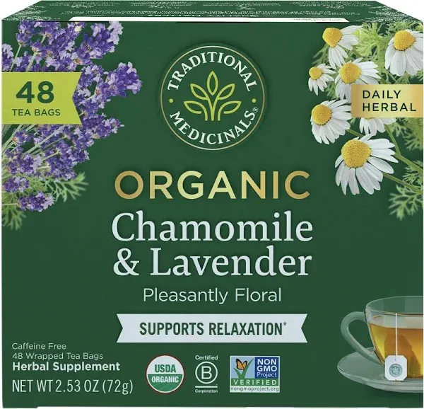 Traditional Medicinals Tea, Organic Chamomile & Lavender, Stress Relief, 32 Tea Bags