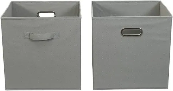 Household Essentials 2-Piece Fabric Storage Bin Set, Gray Mix