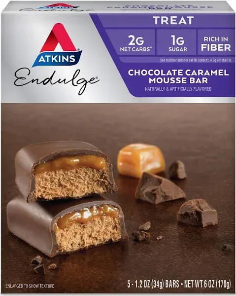 Atkins Endulge Chocolate Caramel Mousse Bar, Dessert Favorite, Low Sugar,5 Ct