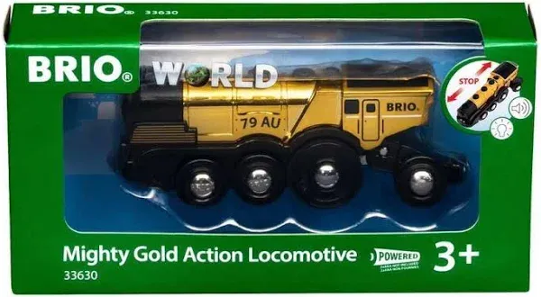 Brio World 33630 Wooden Railway Mighty Gold Action Locomotive