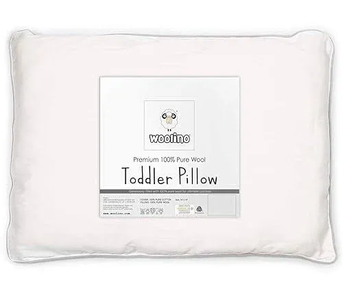 Woolino Premium Wool Toddler Pillow, All Natural Breathable 100% Wool Fill and Cotton Cover