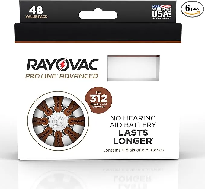 Rayovac Proline Advance Hearing Aid Batteries, Size 312 (48 count)