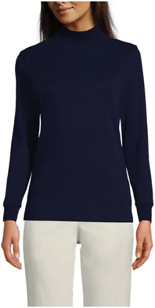 Lands' End Women's Relaxed Cotton Mock Turtleneck