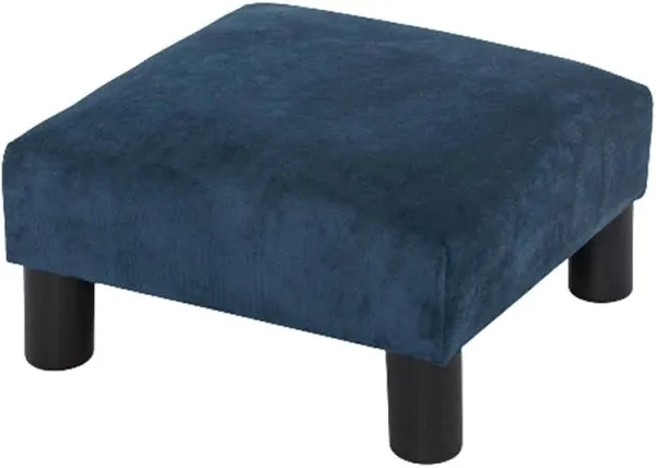  Ottoman Footrest Small Fabric Square Upholstered Footstool for Navy Blue