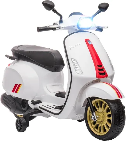 Vespa Licensed Electric Motorcycle for Kids w/ Music, FM Radio