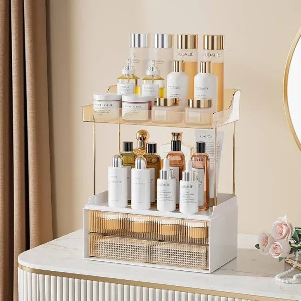 Everly Quinn 2-Tier 2-Drawer Bathroom Counter Organizer