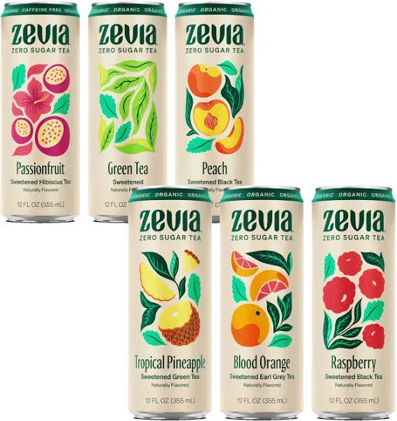 Zevia Organic Sugar Free Iced Tea Tea Refresher Variety Pack