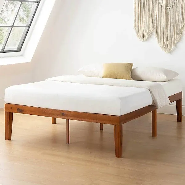 Mellow Naturalista Classic 12 Inch Solid Wood Platform Bed with Wooden Slats