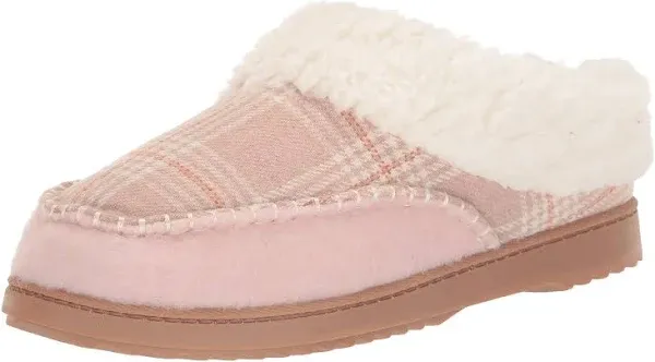 Dearfoams Women's Nyla Felted Plaid Moccasin Toe Clog Slippers