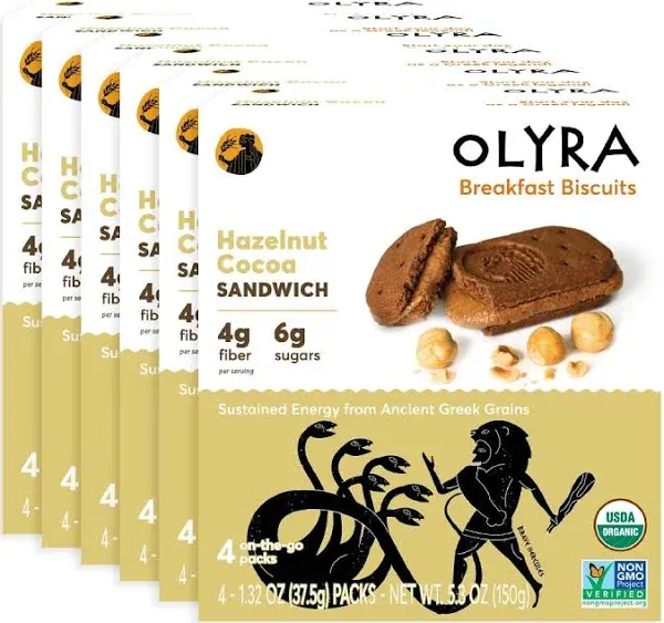 Organic Breakfast Biscuits, Hazelnut Cocoa Sandwich, 4 Packs, 1.32 oz (37.5 g)