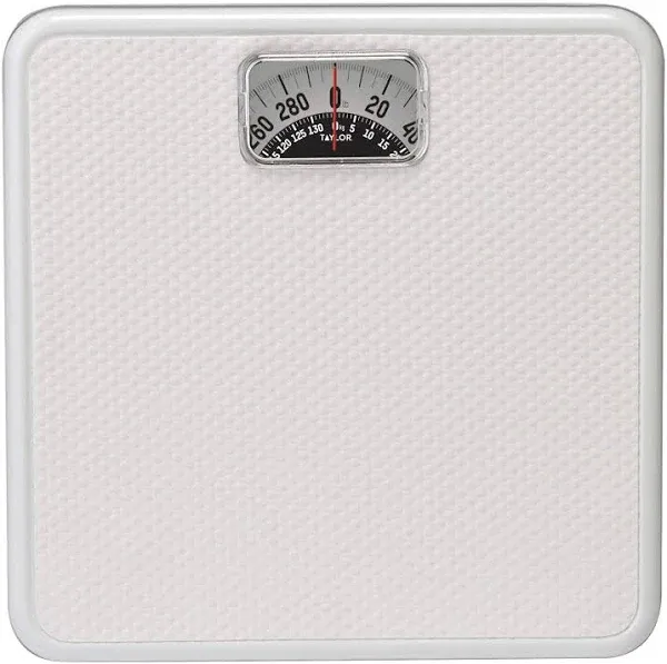 Taylor Bathroom Scale, 300 lb Capacity, Analog Display, Steel Housing Material,