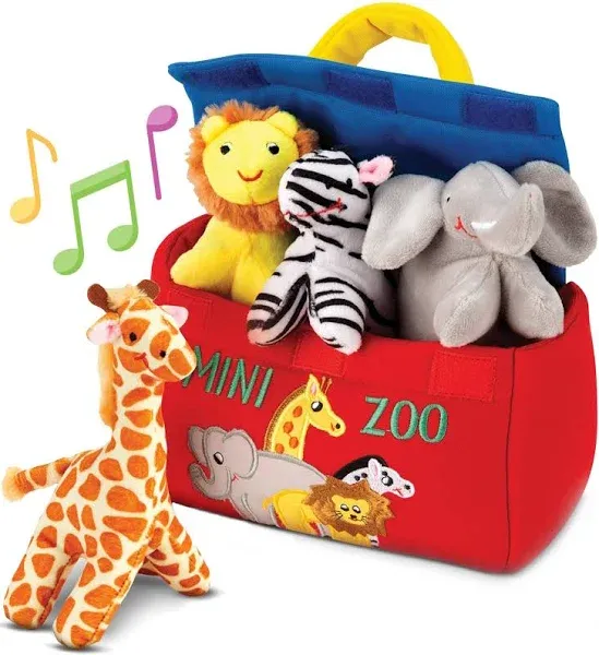 Bundaloo Plush Mini Zoo Playset - Giraffe Elephant Lion Zebra - Interactive A...