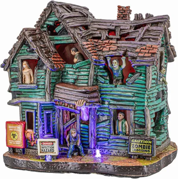 Flesh Eater&#039;s Refuge Zombie Theme Spooky Halloween Village Porcelain Colorful...