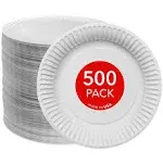 Stock Your Home 9-Inch Paper Plates Uncoated, Everyday Disposable Plates 9" Paper Plate Bulk, White, 500 Count