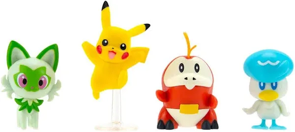 Pokémon Paldea Battle Figure 4 Pack - Features 2-Inch Pikachu, Fuecoco,... 