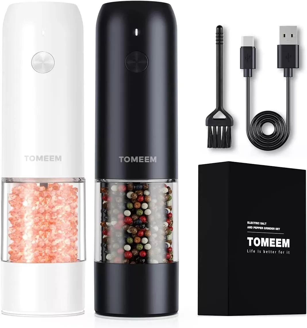 Electric Black Salt & Pepper Grinder LED Light Adjustable USB High-capacity  | eBay