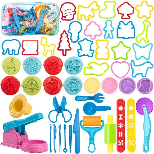 Dough Tools for Kids, 46Pcs Dough Toys Include Play Food Molds - Cupcakes, Ice C