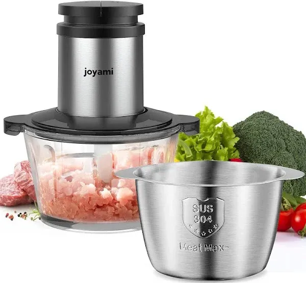 JOYAMI Electric Food Processor with 2 Bowls Food Chopper Meat Grinder 2 Speeds