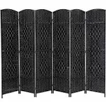 Room Divider 6 Panel Folding Privacy Divider 6 ft Indoor Wall Divider Portable Partition Wood Screen, Black