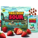 Final Boss Extremely Super Sour Candy, Natural Chewy Strawberry Gummies Made with Dried Fruit, Free of Artificial Colors, Low Calorie Healthy Snack for Kids & Adults, 1.06oz, 10 Pack (LvL 2 Sourness)