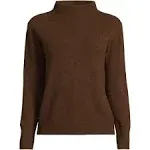 Lands' End Women's Cashmere Funnel Neck Sweater - Dark Carob Heather