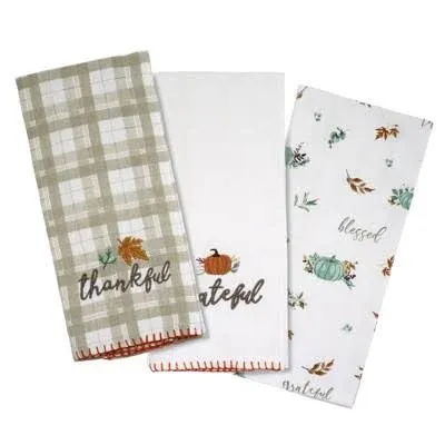 Avanti Grateful Patch Printed/Solid 3 Pack of Kitchen Towels