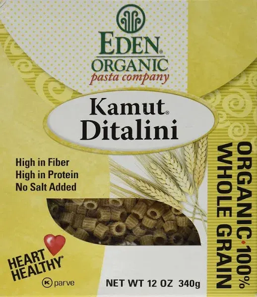 Eden Foods
           Organic Pasta Company Kamut Ditalini -- 12 oz
        
        
        
        
        
          
          SKU #: 024182111644
          
            Shipping Weight:
              0.86 lb
            
          
          
            Servings:
              About 6