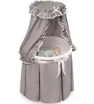 Badger Basket Empress Round Baby Bassinet with Canopy - Gray/White