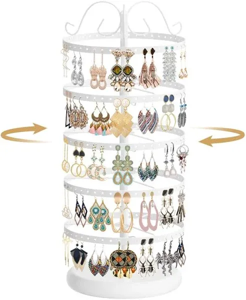 5 Tiers Metal Rotating Earring Holder Organizer Exquisite Jewelry Display Stand