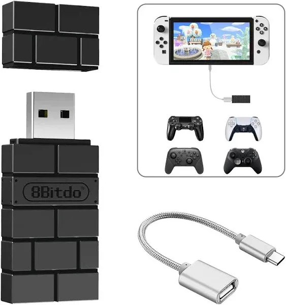 8BitDo USB Wireless Controller Adapter 2 Converter Dongle for Switch/Switch O...