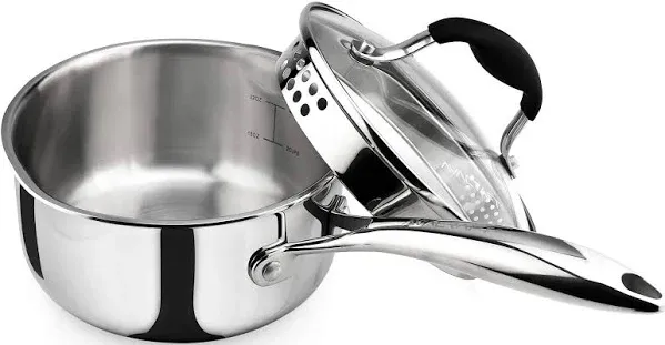 AVACRAFT Stainless Steel Saucepan with Glass Strainer Lid