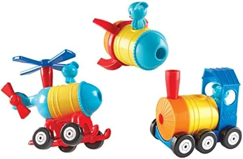 Rocket Train Helicopter Learning Resources Play Set Kids STEM 1-2-3 Build It! 