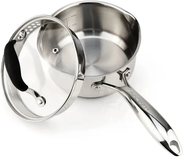 AVACRAFT Stainless Steel Saucepan with Glass Strainer Lid