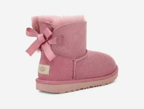 UGG Girls Mini Bailey Bow II Twinface Sheepskin Winter Boots Pink Rose Size 5