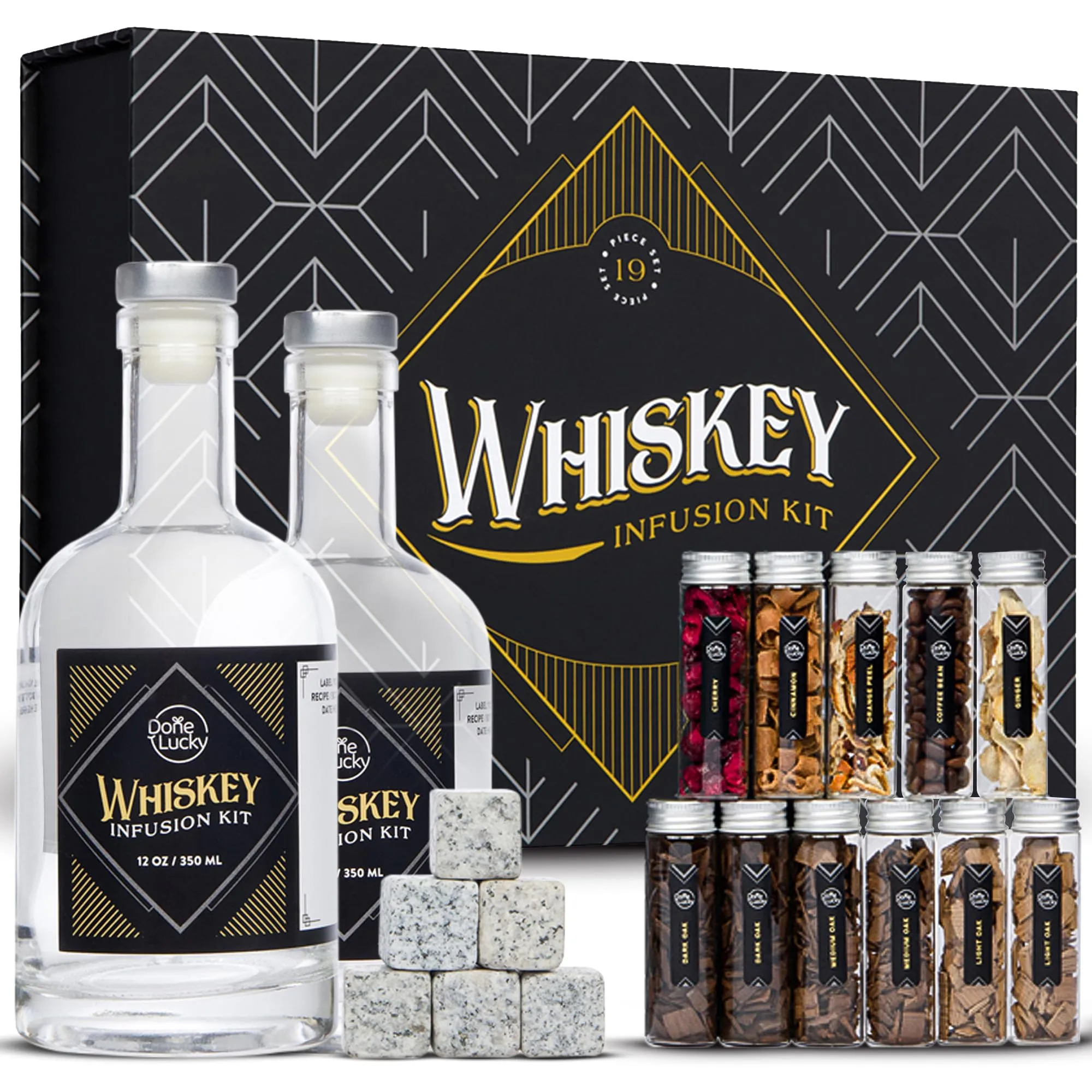 Whiskey Gifts for Men - Whiskey Infusion Kit with Wood Chips, Botanicals, &amp; W...