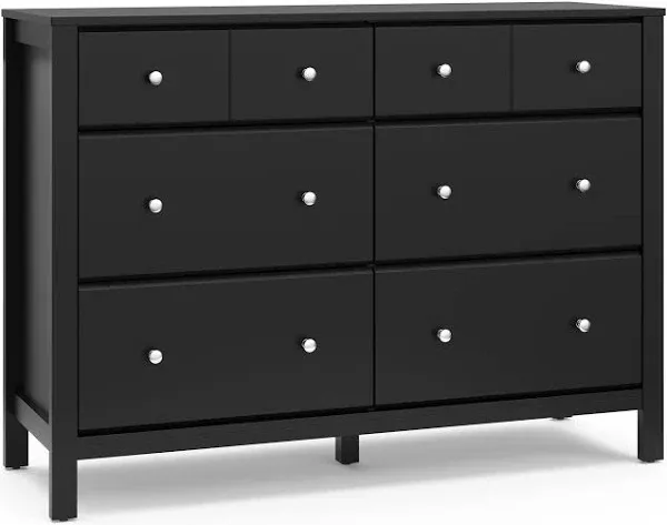 Storkcraft Horizon 6 Drawer Dresser (White with Driftwood) - GREENGUARD Gold Certified, 6 Drawer Dresser with Interlocking Drawer System, Dresser Drawer Organizer for Kids' Bedroom