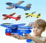 Aiencsai 3 Pack Airplane Launcher Toy 12.6" Foam Glider Led Plane 2 Flight Mode Catapult Plane for Kids Outdoor Sport Flying Toys Gifts for 4 5 6 7